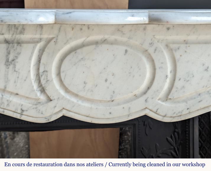 Small Louis XV style Pompadour mantel in Carrara marble-1