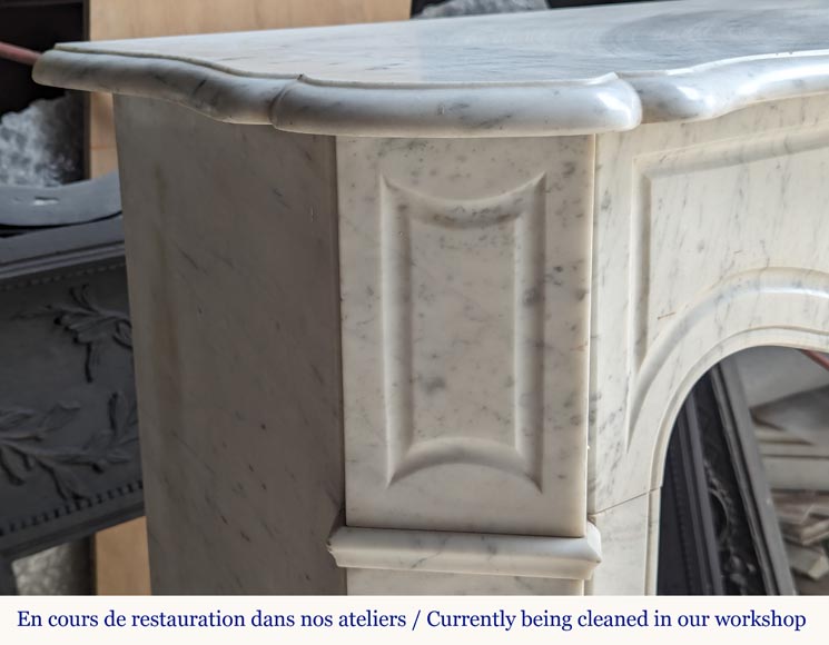 Small Louis XV style Pompadour mantel in Carrara marble-3