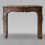 Louis XV period Rouge du Nord marble mantel