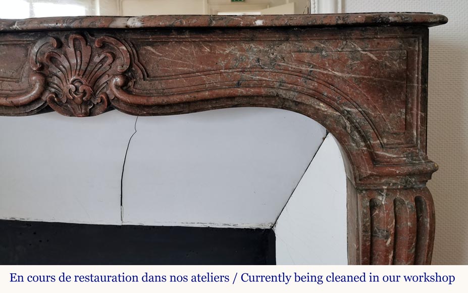 Louis XV period Rouge Royal marble mantel-6