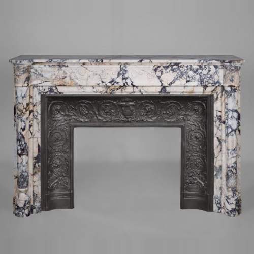 Beautiful Louis XVI style fireplace with half column in Panazeau marble