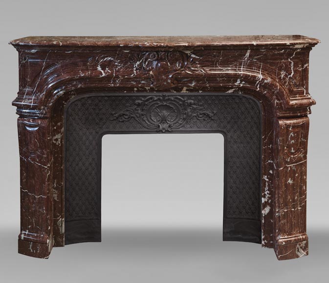 Regence style mantel in Rouge du Nord marble-0