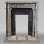 Small Louis XV style mantel in Bleu Fleuri marble