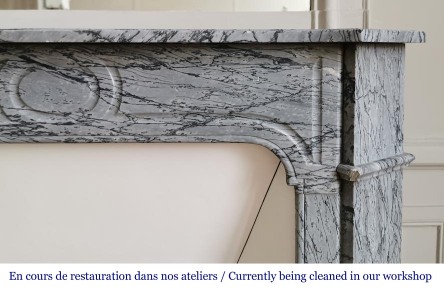 Small Louis XV style mantel in Bleu Fleuri marble-6