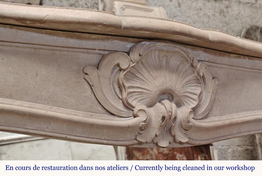 Curved Louis XV style stone mantel-2