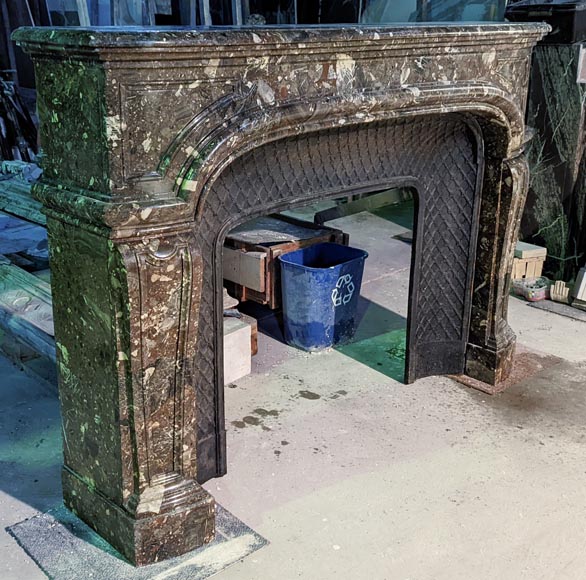 Large Regence style fireplace in Breccia Nouvelle marble, late 19th century-2