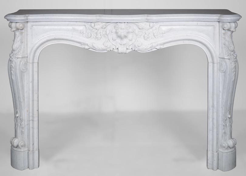 Louis XV style fireplace in Carrara marble-0