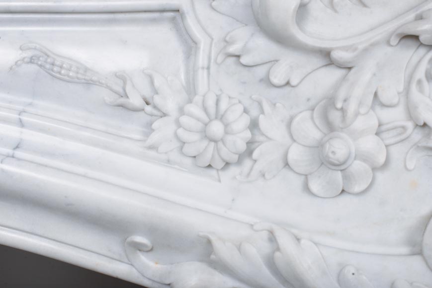 Louis XV style fireplace in Carrara marble-4