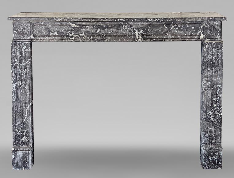 Large Louis XVI period mantel in Saint-Anne Grey marble-0