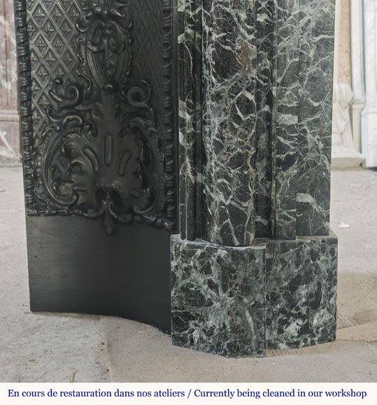 Important Louis XIV style fireplace in sea green marble-7