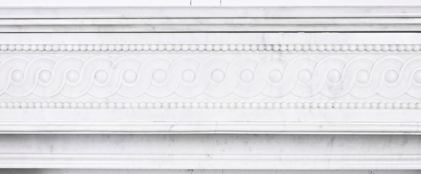 Napoleon III style scroll fireplace, richly sculpted, in Carrara marble-1