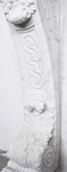 Napoleon III style scroll fireplace, richly sculpted, in Carrara marble-7