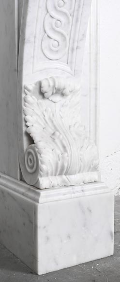 Napoleon III style scroll fireplace, richly sculpted, in Carrara marble-8