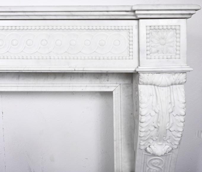 Napoleon III style scroll fireplace, richly sculpted, in Carrara marble-10