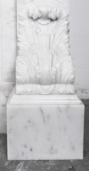 Napoleon III style scroll fireplace, richly sculpted, in Carrara marble-11