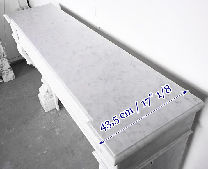 Napoleon III style scroll fireplace, richly sculpted, in Carrara marble-12