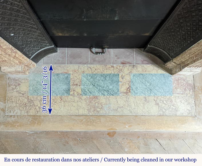 Louis XVI style mantel with roses in Breccia Nuvolata marble-9