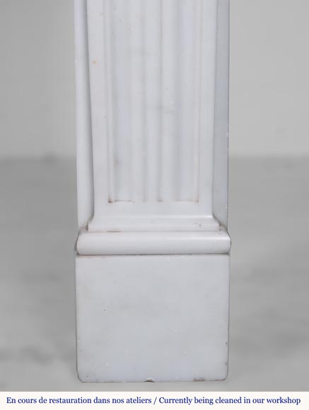 Louis XVI style Carrara marble mantel with a Greek frieze-9