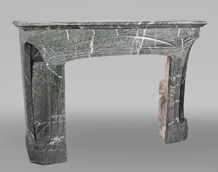 Art Nouveau Mantelpiece in Green Campan Marble-2