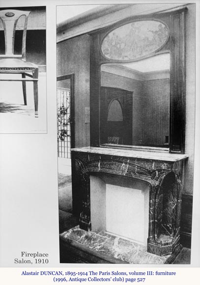 Tony SELMERSHEIM, Art Nouveau Mantelpiece in Green Campan Marble, 1910-17