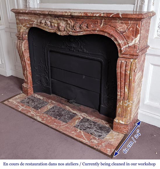 Louis XV style fireplace in Breche de Saint-Maximin marble-7