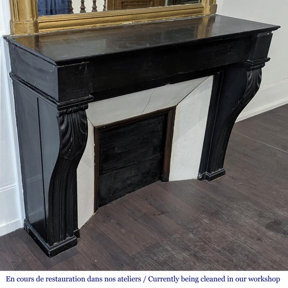 Fine Black marble Modillion mantel-2