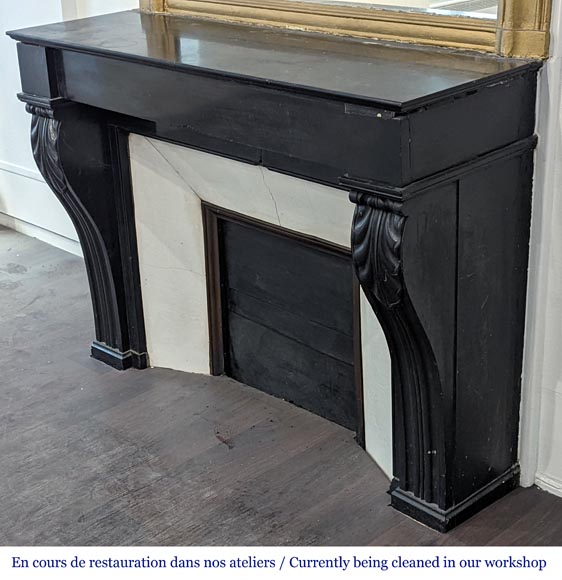 Fine Black marble Modillion mantel-5