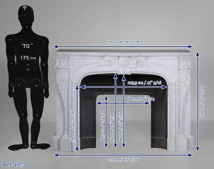 Napoleon III style mantel in Carrara marble-14