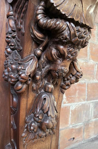 Renaissance walnut mantel with satyrs-8