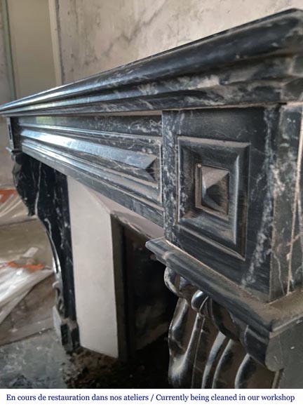 Napoleon III style mantel in Marquina marble-2