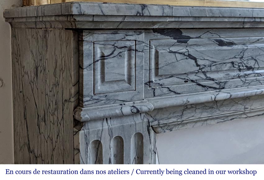 Small Louis XVI fireplace in Bleu Fleuri marble-3