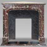 Louis XIV style mantel in Red marble from the North