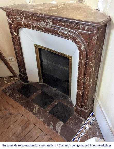 Louis XIV style mantel in Red marble from the North-2