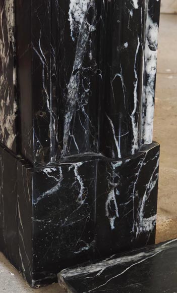 Louis XIV style boudin mantel in Black Marquina marble.-4