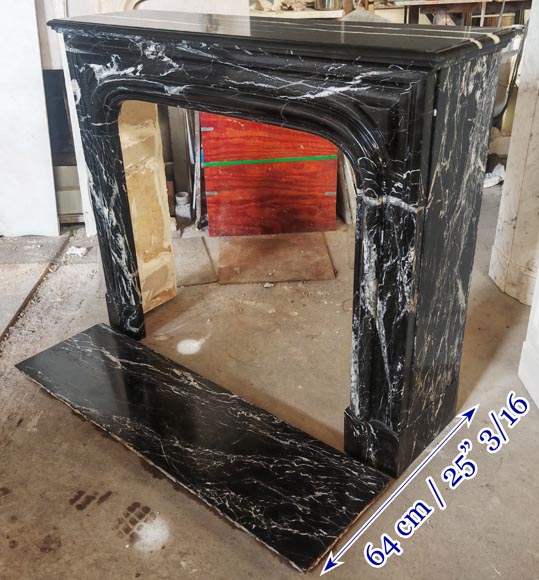 Louis XIV style boudin mantel in Black Marquina marble.-5
