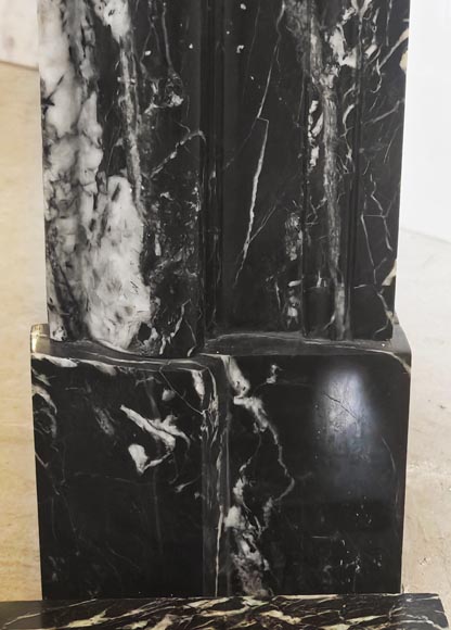 Louis XIV style boudin mantel in Black Marquina marble.-7