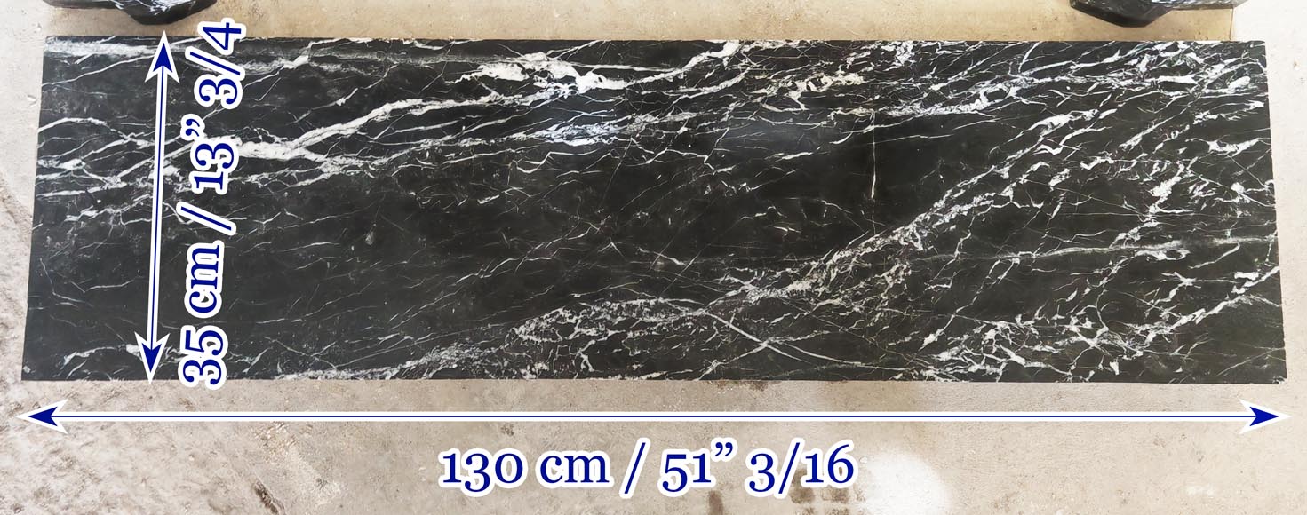 Louis XIV style boudin mantel in Black Marquina marble.-8