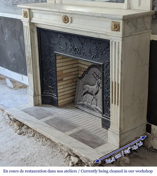 Louis XVI style mantel in semi-statuary marble-6