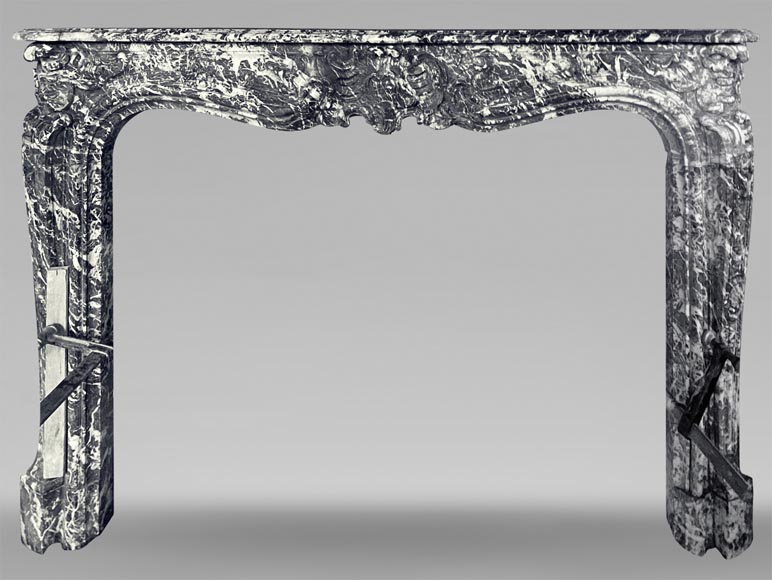 Beautiful Louis XV period mantel in grey Sainte Anne marble-0