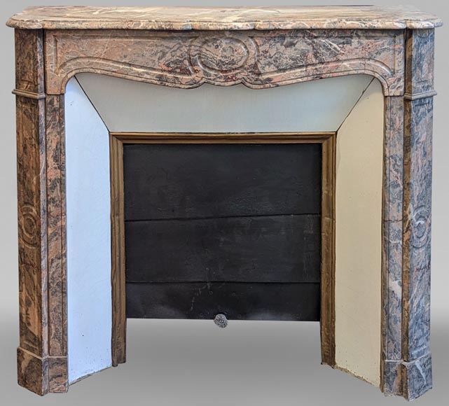 Louis XV style Pompadour mantel in Enjugerais marble-0