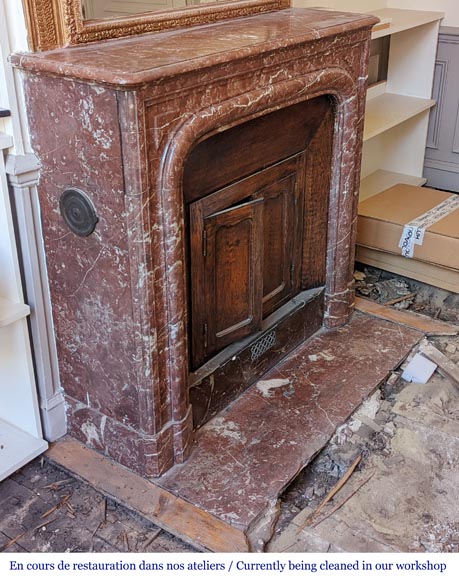 Louis XIV style mantel in Red marble from the North-2