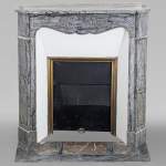 Antique Louis XV style Pompadour mantel in Bleu Fleuri marble