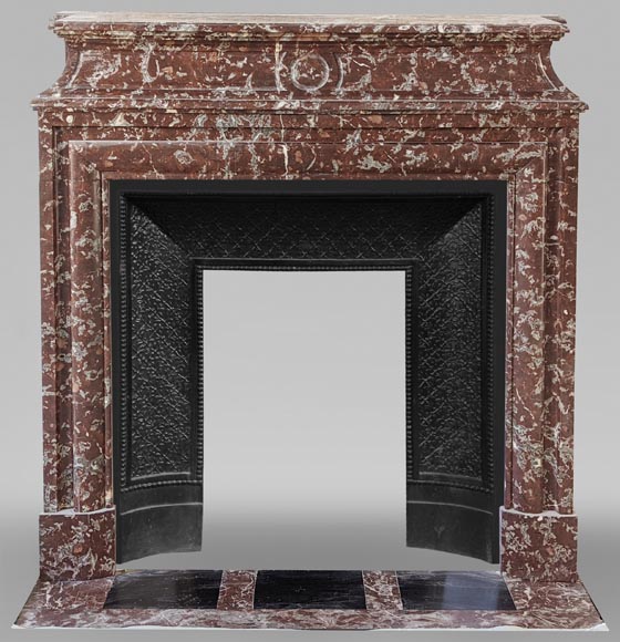 Louis XIV style mantel in Red of the North marble-0