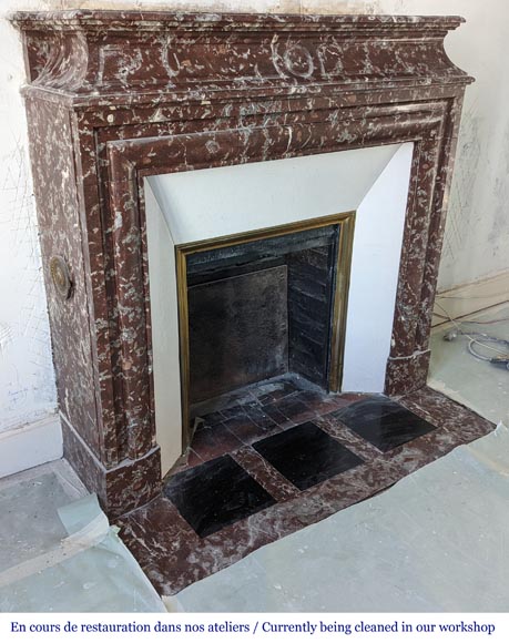 Louis XIV style mantel in Red of the North marble-2