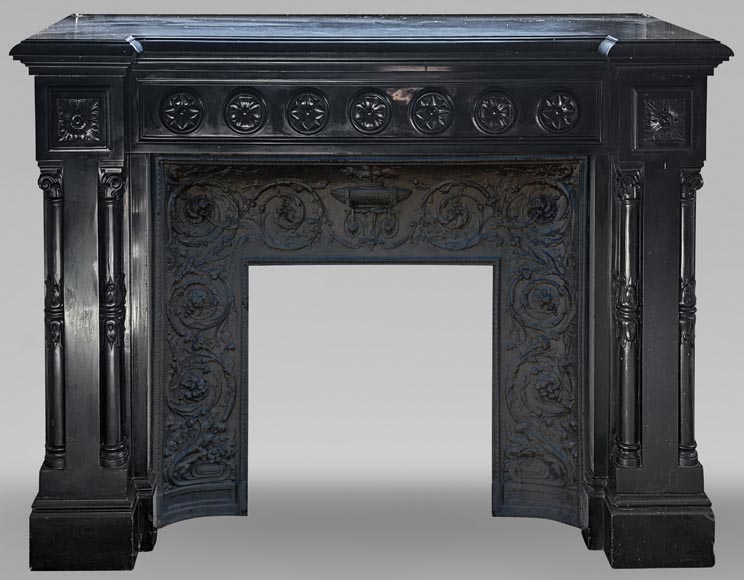 Napoleon III mantel in Black Belgium marble with columns-0