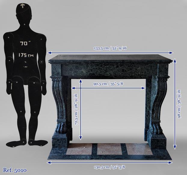 Napoleon III style mantel with lion paws in vert de mer marble-11