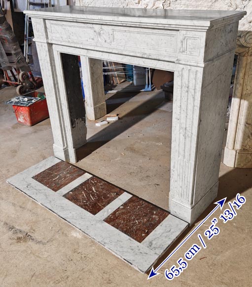 Louis XVI style Carrara marble fireplace with molded decoration-5