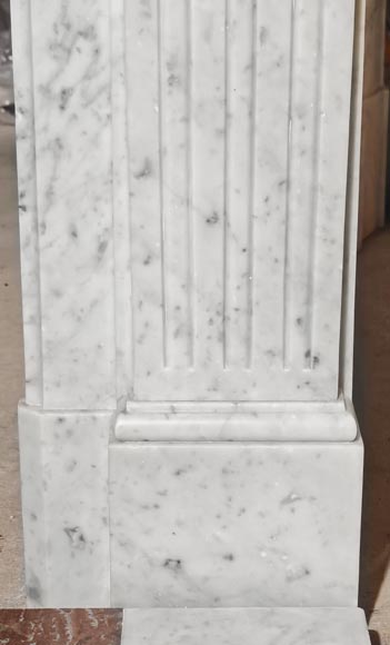 Louis XVI style Carrara marble fireplace with molded decoration-7