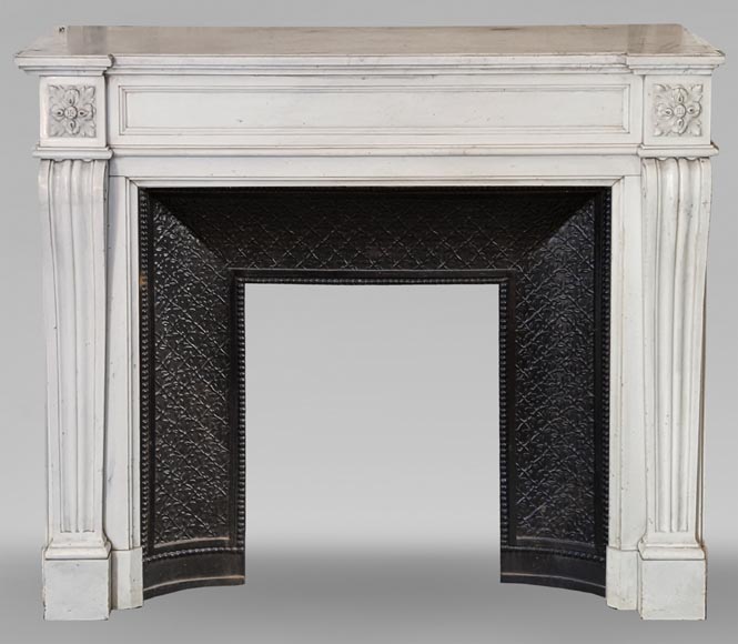 Louis XVI style mantel with moldings and curved console legs-0