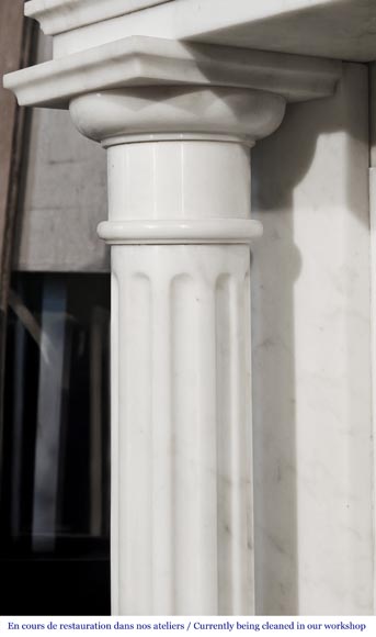 Louis XVI style fireplace in Carrara marble, with detached columns-4